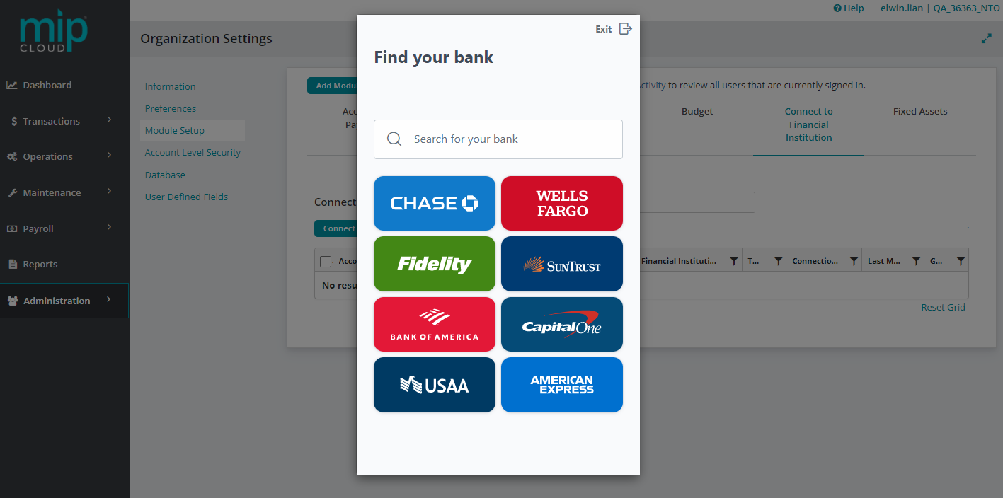 screenshot of MIP Accounting